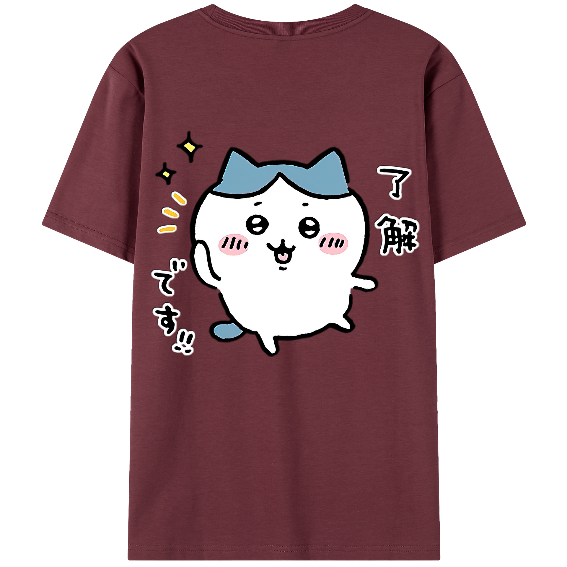 （画像用） ちいかわ ハチワレ Chii-kawa hachiware 綿100％半袖Tシャツ（背面プリント）